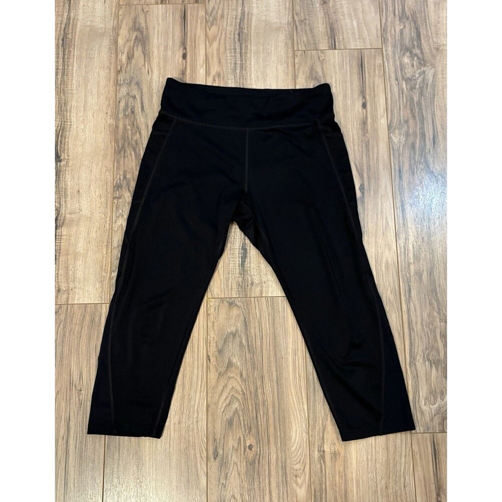 Womens Large Tek Gear Black Cropped Leggings Dry Tek Active Wear